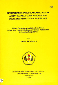 optimalisasi penanggulangan kebutaan akibat katarak guna mencapai visi hak untuk melihat pada tahun 2020